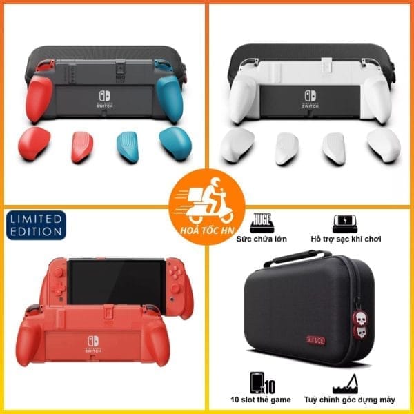 Bộ ốp lưng NeoGrip và Maxcarry Case hãng Skull & Co cho Nintendo Switch