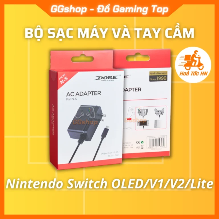 Bộ AC Adapter sạc máy và tay cầm Nintendo Switch chính hãng DOBE