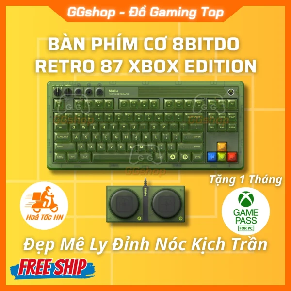 Bàn Phím Cơ 8BitDo Retro 87 Xbox Edition Hot Swap