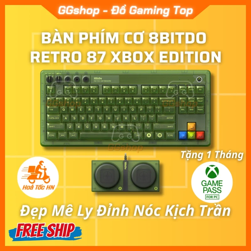 Bàn Phím Cơ 8BitDo Retro 87 Xbox Edition Hot Swap