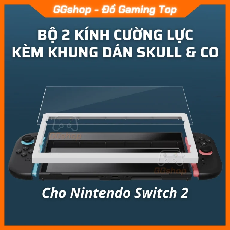 Bộ 2 Kính Cường Lực Cao Cấp Cho Nintendo Switch 2 Kèm Khung Dán Skull & Co