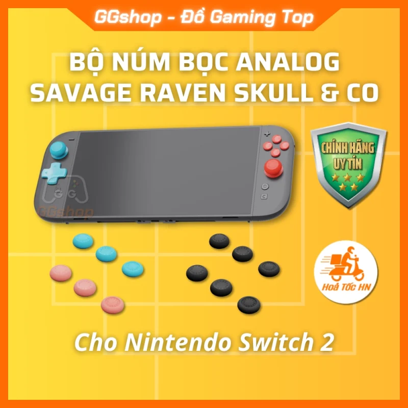 Bộ Núm Bọc Analog Savage Raven by Skull & Co Cho Nintendo Switch 2
