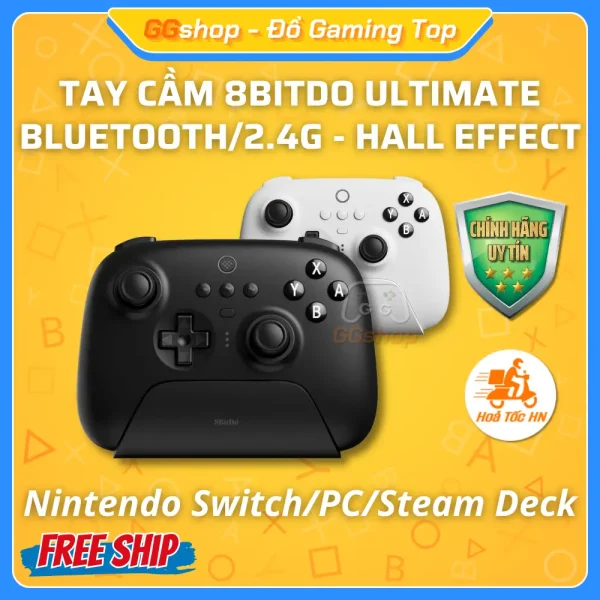 Tay cầm 8BitDo Ultimate Bluetooth kèm Dock sạc cho Nintendo Switch/Windows/Steam Deck