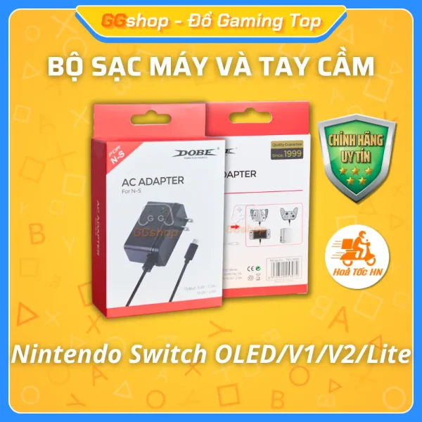 Bộ AC Adapter sạc máy và tay cầm Nintendo Switch chính hãng DOBE