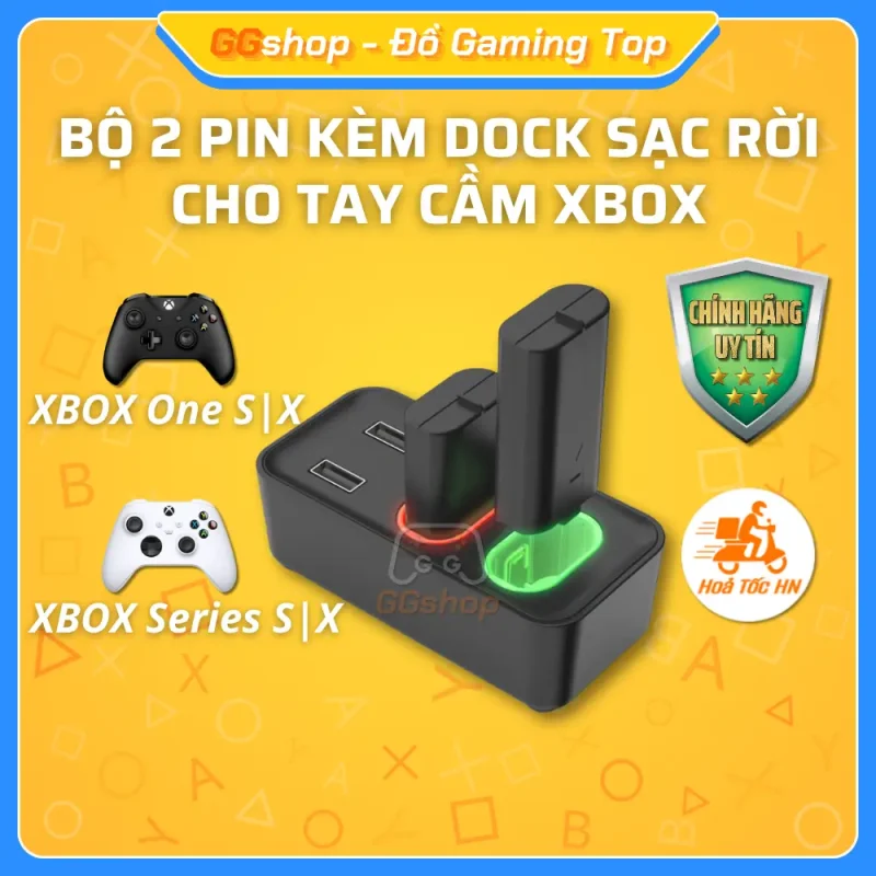 Bộ 2 Pin Kèm Dock Sạc Cho Tay Cầm XBOX Không Dây