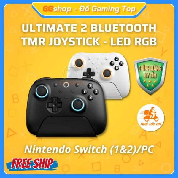 Tay Cầm 8BitDo Ultimate 2 Bluetooth TMR Cho Nintendo Switch/PC Kèm Dock Sạc