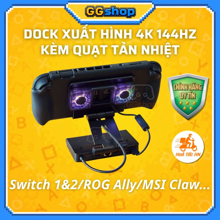 Dock Xuất Hình 4K 144Hz Kèm Quạt Tản Nhiệt Cho Nintendo Switch 2/ROG Ally/Steam Deck