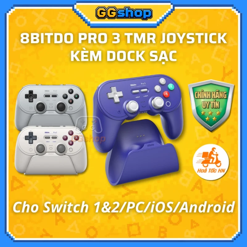 Tay Cầm 8BitDo Pro 3 Bluetooth TMR Kèm Dock Sạc Cho Nintendo Switch/PC/iOS/Android