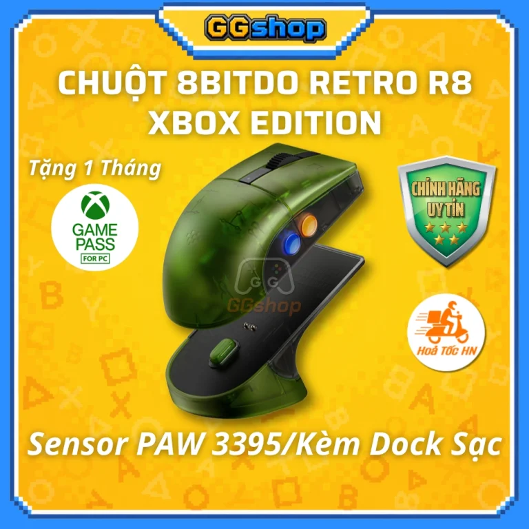 Chuột 8BitDo Retro R8 XBOX Edition Kèm Dock Sạc (Tặng 1 Tháng PC Game Pass)