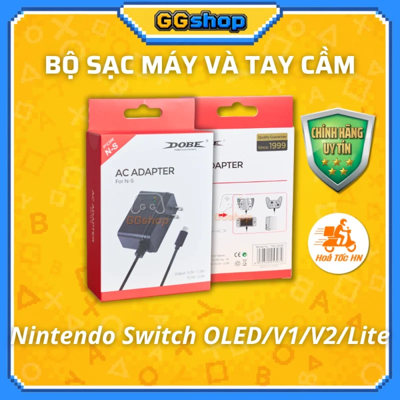 Bộ AC Adapter sạc máy và tay cầm Nintendo Switch chính hãng DOBE