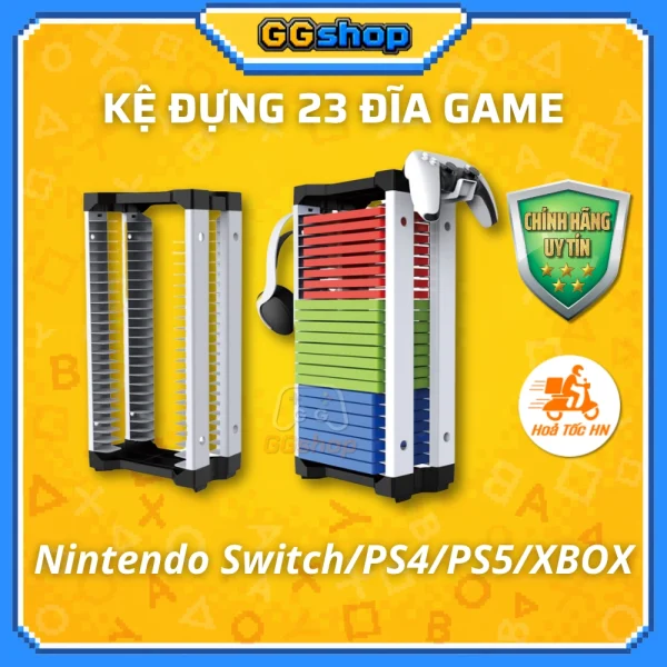 Kệ đựng 23 Đĩa game kèm Móc treo Phụ kiện cho PS5/PS4/XBOX/Nintendo Switch chính hãng DOBE