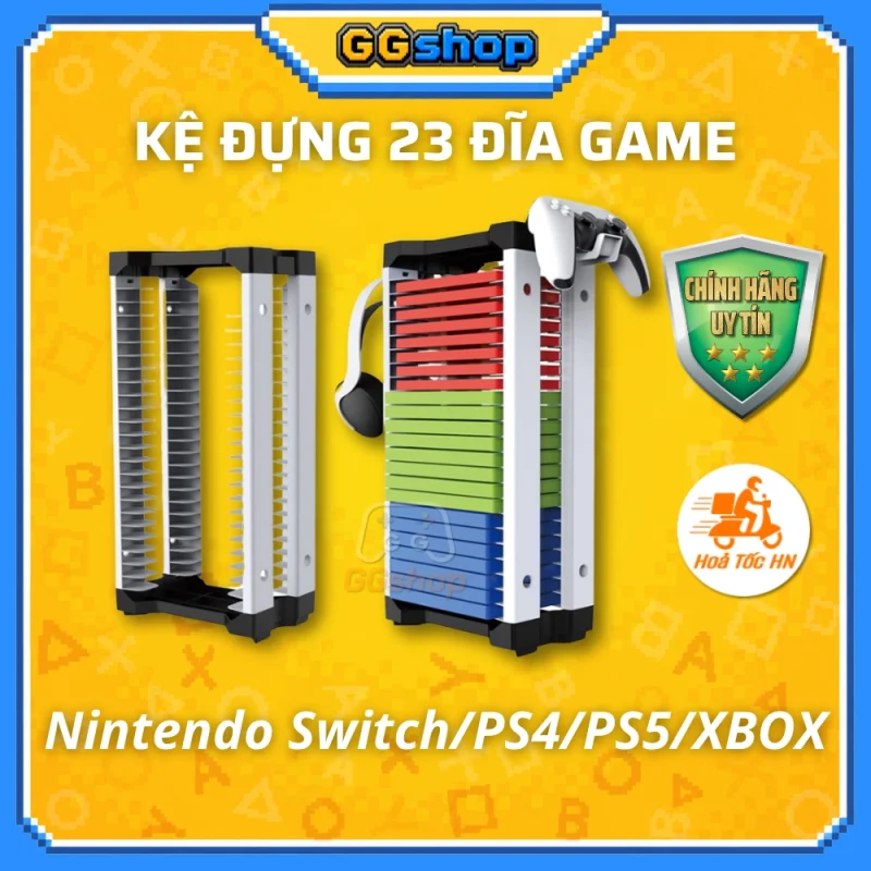 Kệ đựng 23 Đĩa game kèm Móc treo Phụ kiện cho PS5/PS4/XBOX/Nintendo Switch chính hãng DOBE