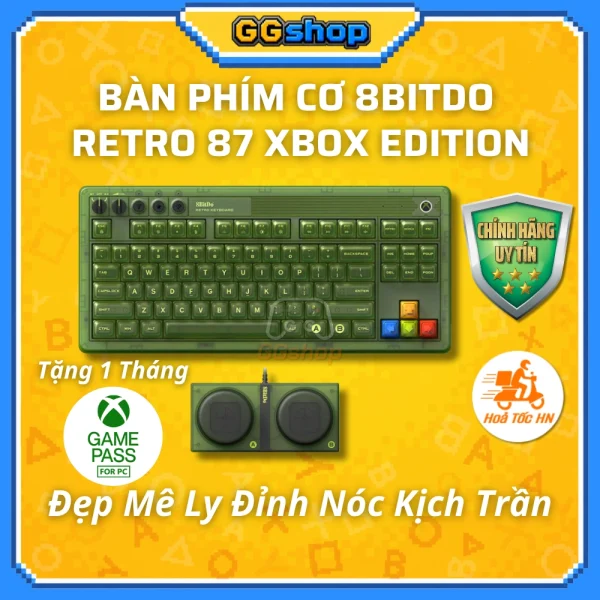 Bàn Phím Cơ 8BitDo Retro 87 Xbox Edition Hot Swap