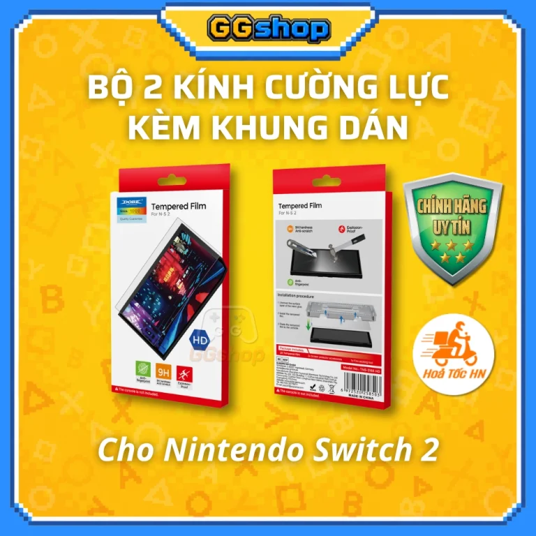 Bộ 2 Kính Cường Lực Kèm Khung Dán Cho Nintendo Switch 2 Chính Hãng DOBE