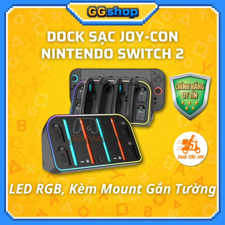 Dock Sạc Joycon HBS LED RGB Cho Nintendo Switch 2